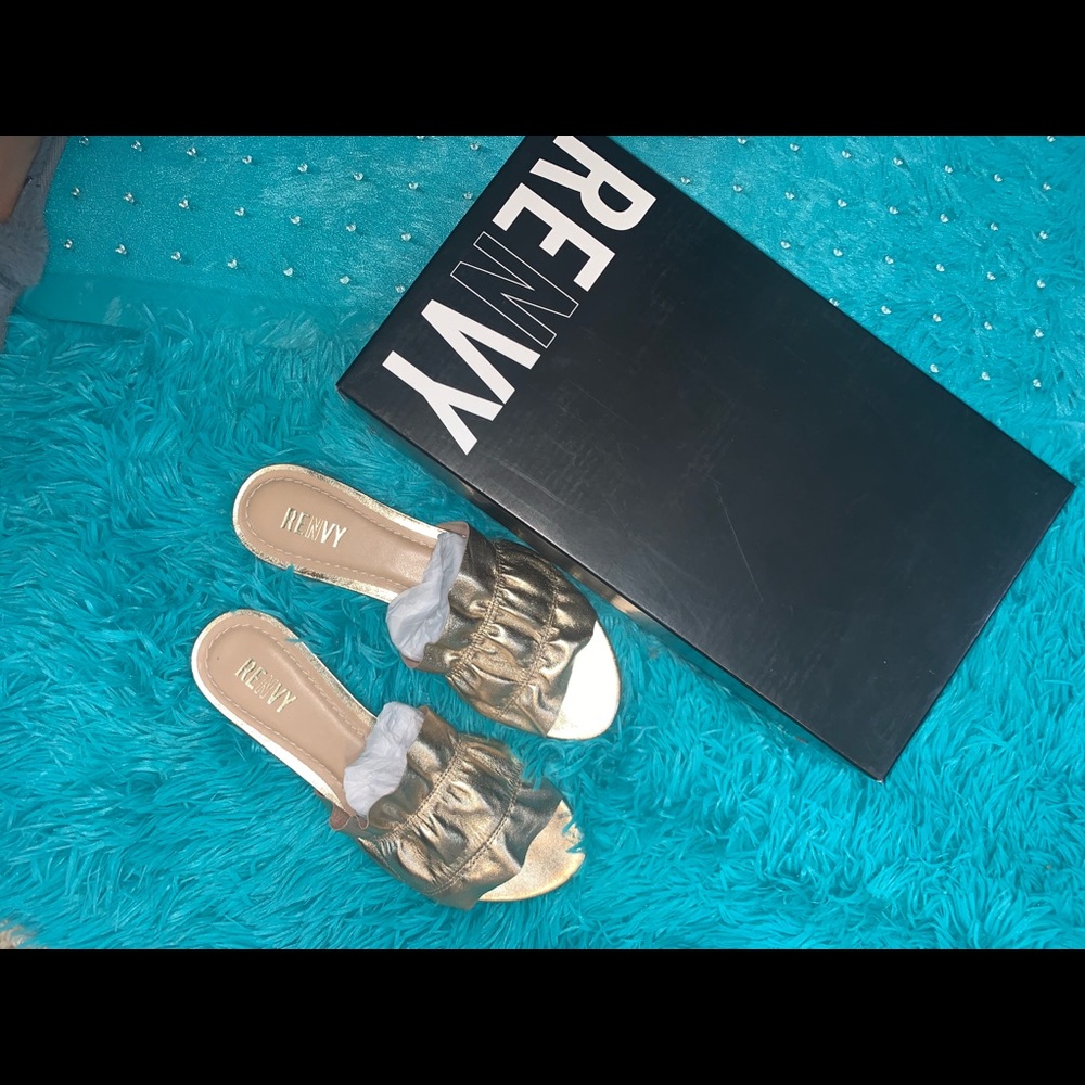 RENVY Ruffled Leather Slides - Picture 5 of 8